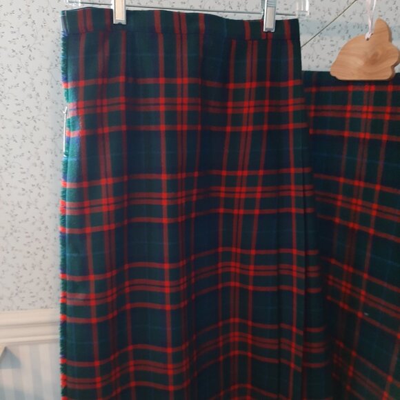 LL Bean Tartan Wrap Plaid Skirt with Matching Scarf/Shawl - Picture 2 of 2